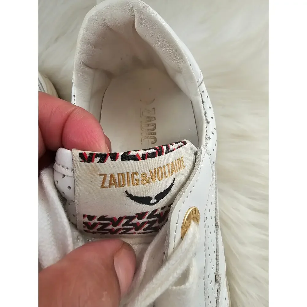 Zodic & Voltaire Womens white Sneakers leather lace up size 38 - Picture 5 of 9
